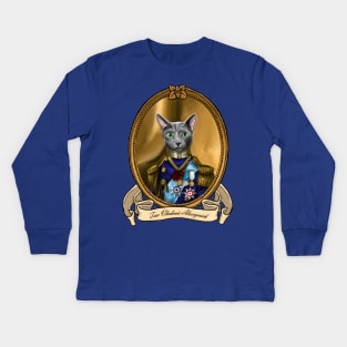 Renaissance Cat - Tsar Vladimir Alexeyevich (A Russian Blue) Kids Long Sleeve T-Shirt